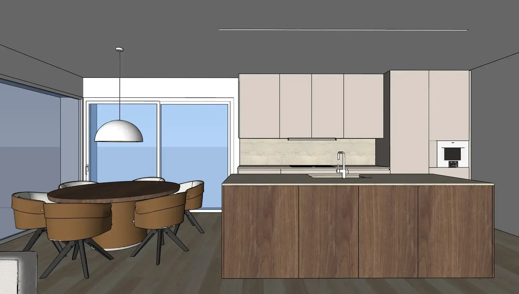 Soggiorno F, vista SketchUp