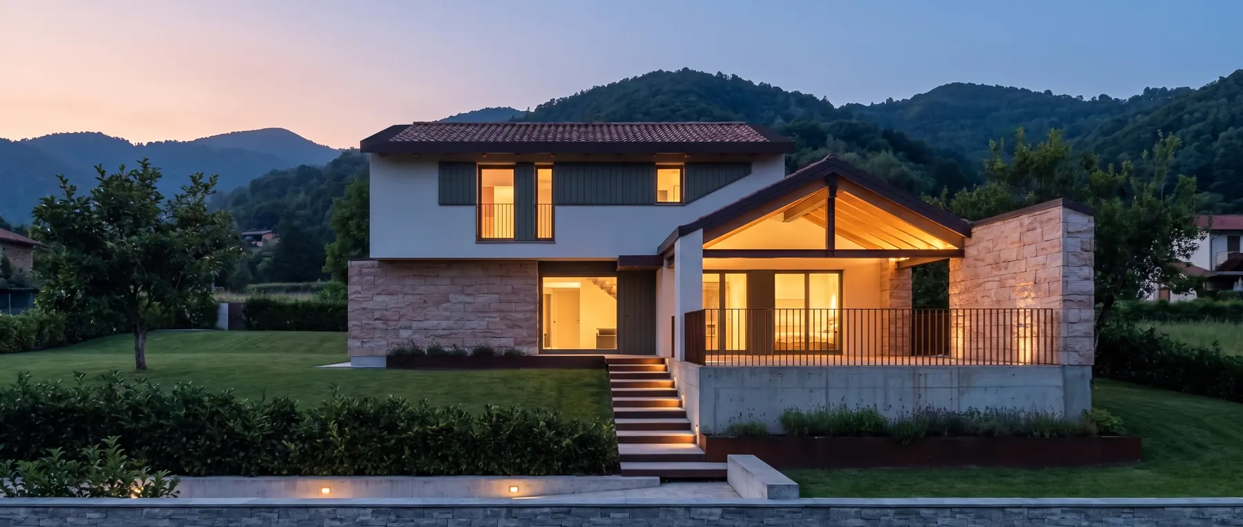 Villa S, render al tramonto